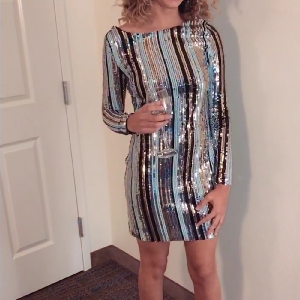 Striped Sequin Bodycon Dress
